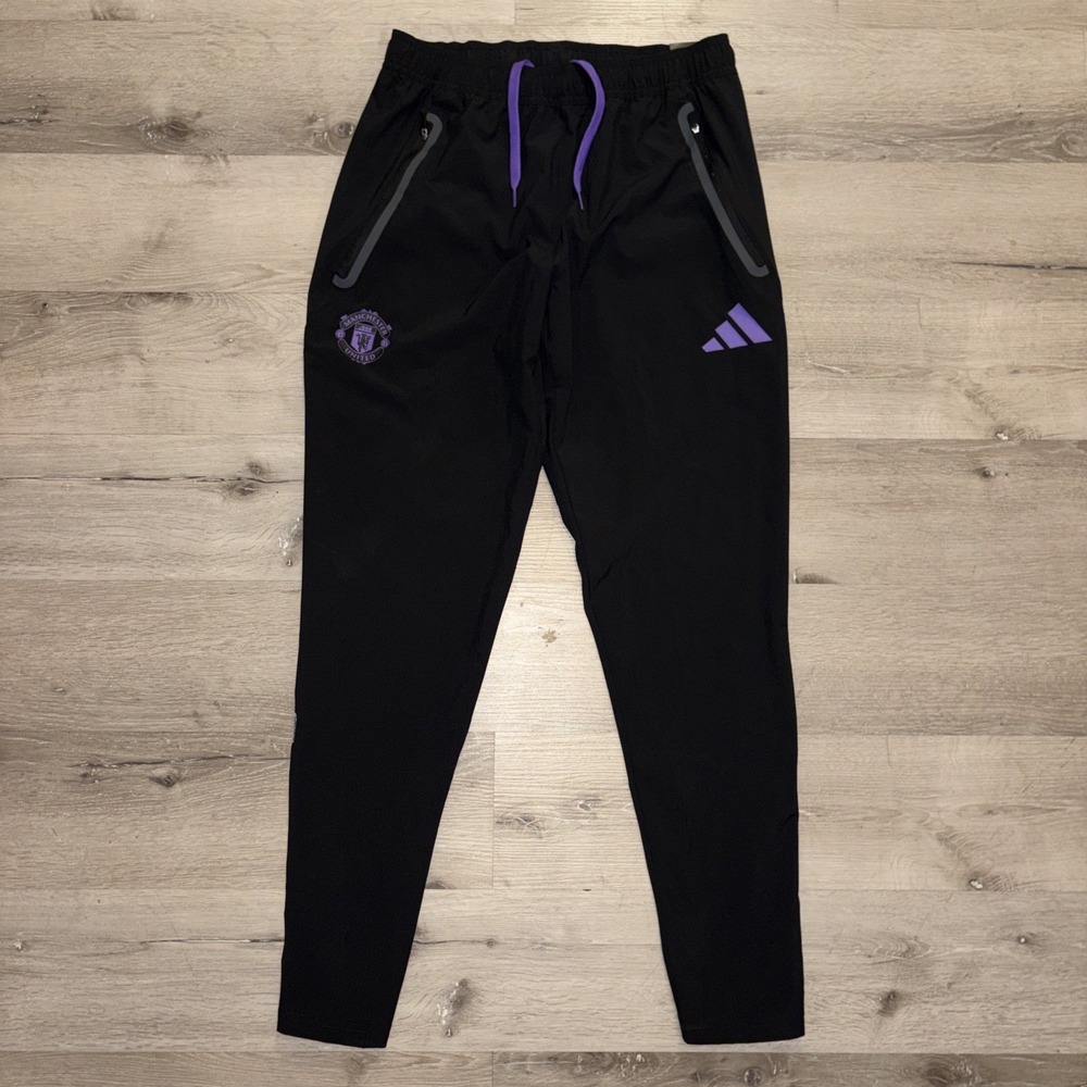 Adidas Manchester United Windbreaker Track Pants Joggers Men's Medium Black NWT